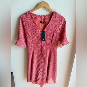 NWT - Lulus Castana Rust Red Print Button-Up Dress - SZ Large